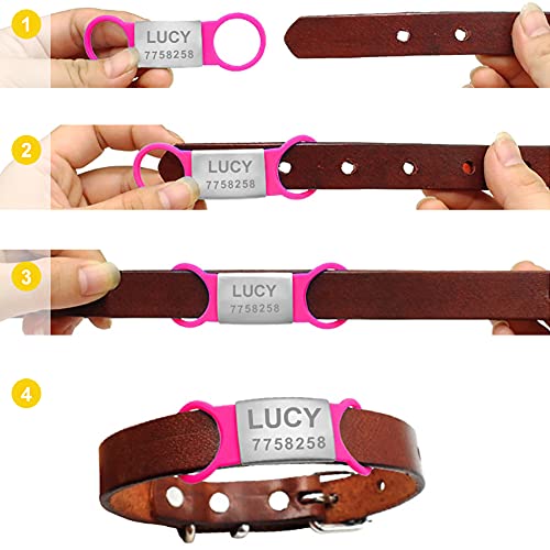 Petaccom Placas de Identificación para Perros Acero Inoxidable, Chapa Identificativa Silenciosa, Etiquetas Identificación Mascotas, para Collares de Perros o Gatos de 2.0 cm de Ancho, Negro