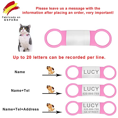 Petaccom Placas de Identificación para Perros Acero Inoxidable, Chapa Identificativa Silenciosa, Etiquetas Identificación Mascotas, para Collares de Perros o Gatos de 2.0 cm de Ancho, Negro