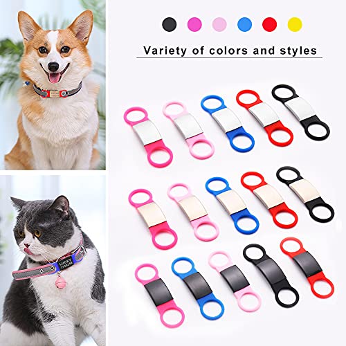Petaccom Placas de Identificación para Perros Acero Inoxidable, Chapa Identificativa Silenciosa, Etiquetas Identificación Mascotas, para Collares de Perros o Gatos de 2.0 cm de Ancho, Negro