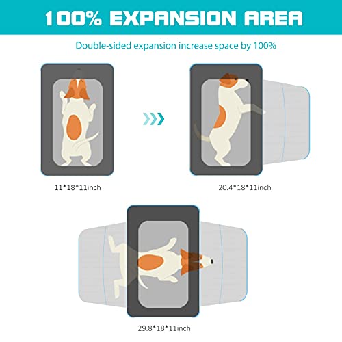 PETCUTE Transportín para Perros, Ampliable a Doble Cara,Transpirable y Plegable Bolsa de Transporte para Mascotas,Portador de Viaje con con Colchón Suave y Cinturón de Seguridad Interno