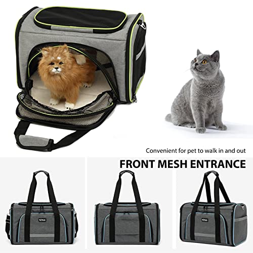 PETCUTE Transportín Perro Gato,Transportadora para Mascotas, Ampliable a Doble Cara,Plegable Bolsa de Transportar Mascotas con Correa de Seguridad Interior,Transportín Perro con con Colchón Suave