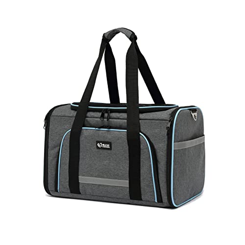 PETCUTE Transportín Perro Gato,Transportadora para Mascotas, Ampliable a Doble Cara,Plegable Bolsa de Transportar Mascotas con Correa de Seguridad Interior,Transportín Perro con con Colchón Suave
