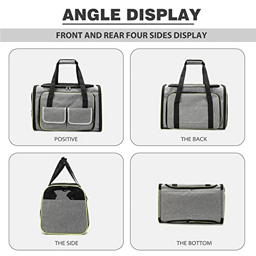 PETCUTE Transportín Perro Gato,Transportín para Perros, Ampliable a Doble Cara,Transpirable y Plegable Bolsa de Transportar Mascotas,Portador de Viaje con con Colchón Suave y Bolsillos Laterales