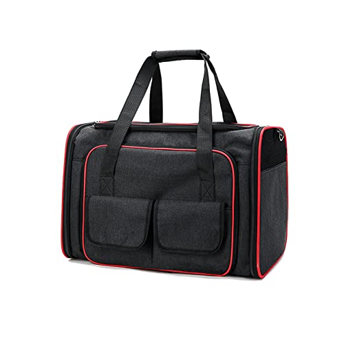 PETCUTE Transportín Perro Gato,Transportín para Perros, Ampliable a Doble Cara,Transpirable y Plegable Bolsa de Transportar Mascotas,Portador de Viaje con con Colchón Suave y Bolsillos Laterales
