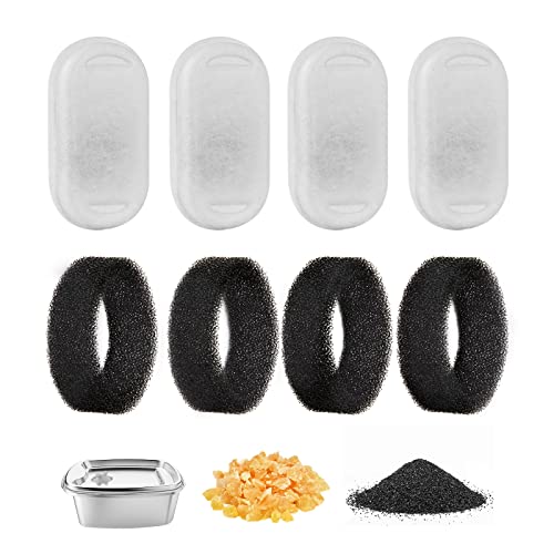 Petiigo Filtros de Fuente de Agua para Gatos, Filtro de Fuente para Gatos Recambio con Resina y Carbón Activo (4 + 4 Packs)