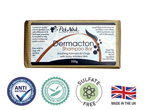Petnat Dermacton - Champú para perro para piel irritada con ITCHY | Alivio natural de la picazón, antibacteriano y antifúngico, ideal para pieles sensibles y secas, recomendado profesionalmente