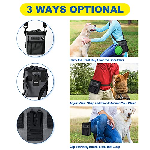 Petotw Bolsa Premios Perro, Bolsa para Entrenamiento Portátil, Bolsa de bocadillos para Perros,para el adiestramiento de Perros, 4 Formas De Usar, Negro, Gris