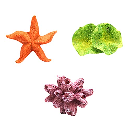 PetPhindU 3 Pcs Coral Artificial Ornamento Decoración del Acuario del Acuario Decoración Paisaje Resina Estrellas De Mar Coral Bone Las Algas Kelp Shell Coral Branch Imitación Coral
