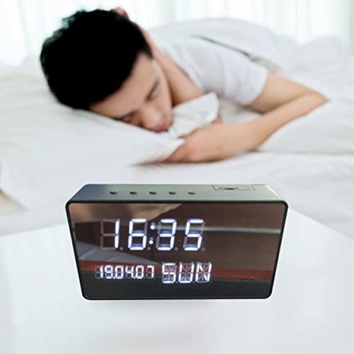 Petrichori Reloj de cámara 1080p Cámara de vigilancia inalámbrica WiFi Cámara de Seguridad para niñera con detección de Movimiento de visión Nocturna - Negro 136x70x41Mm