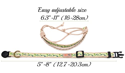 pettsie - Pulsera de Seguridad y Amistad para ti, 100% algodón Duradero para Mayor Seguridad, Anillo en D para Accesorios, Ajustable 5-8 Pulgadas, Caja de Regalo incluida