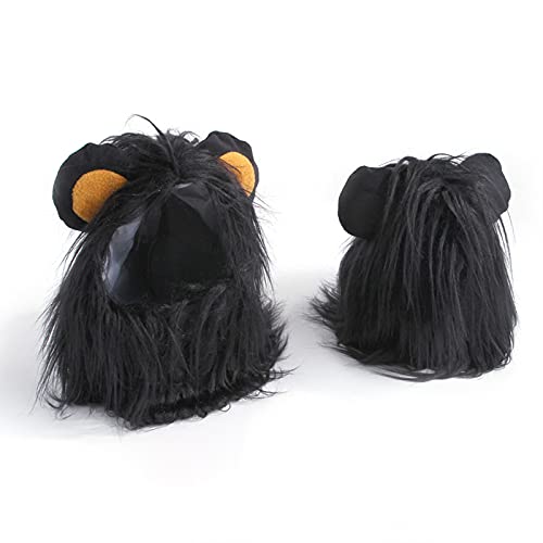Petyoung Disfraz de Peluca de Melena Ajustable para Perro Gato Melena Realista Y Divertida con Orejas Mascotas Lavable Ropa de Perro de Lujo para Halloween Fotografía de Navidad