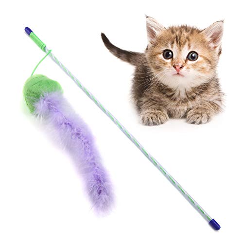 Petyoung Juguete de plumas peludas para mascotas, juguete interactivo para gatos, kit de herramientas de entrenamiento para gatito