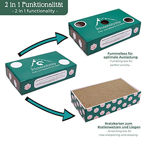Pfotenolymp® Caja rascadora con cartón ondulado y menta para gatos. Juguete para gatos.