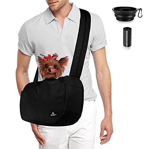 Philorn Bolsa Bandolera de Transporte para Mascota Manos Libres, Transportín Bolsa Portador de Viaje para Mascota, Bolso de Hombro Acolchada Ajustable para Perro Gato de Hasta 30lbs - Muchos Bolsillos