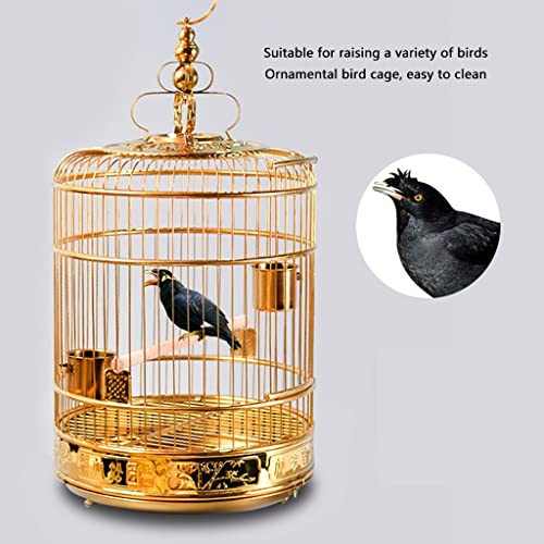 PHSP Jaulas para pájaros Jaula for Pájaros De Acero Inoxidable Dorado Periquitos Cacatúas Periquitos Conures Jaula for Loros Hermosa Jaula De Pájaros Redonda Regalos for Los Amantes De Las Aves