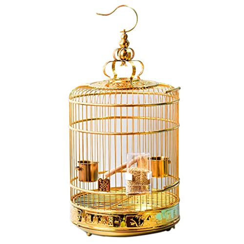 PHSP Jaulas para pájaros Jaula for Pájaros De Acero Inoxidable Dorado Periquitos Cacatúas Periquitos Conures Jaula for Loros Hermosa Jaula De Pájaros Redonda Regalos for Los Amantes De Las Aves