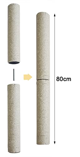 Piezas de repuesto para postes de rascador de gato para árbol de gato, recambios de postes de rascador de cuerda de sisal, postes de rascador de gato con tornillos (BASIC, 40 cm x 2)