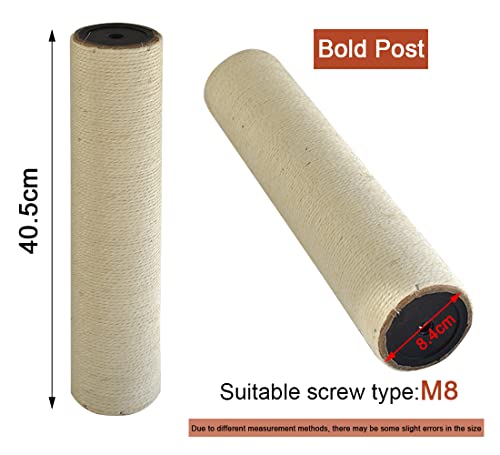 Piezas de repuesto para postes de rascador de gato para árbol de gato, recambios de postes de rascador de cuerda de sisal, postes de rascador de gato con tornillos (actualización, 40.5 cm x 2)