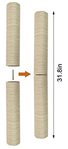 Piezas de repuesto para postes de rascador de gato para árbol de gato, recambios de postes de rascador de cuerda de sisal, postes de rascador de gato con tornillos (actualización, 40.5 cm x 2)