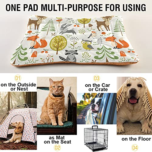 Poeticcity Forest Foxes - Alfombrilla de cama para perros y gatos, diseño de búhos de reno, para mascotas pequeñas y medianas, antideslizante, lavable y seco, de 24 x 18 pulgadas
