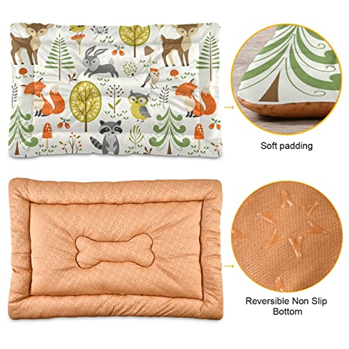Poeticcity Forest Foxes - Alfombrilla de cama para perros y gatos, diseño de búhos de reno, para mascotas pequeñas y medianas, antideslizante, lavable y seco, de 24 x 18 pulgadas