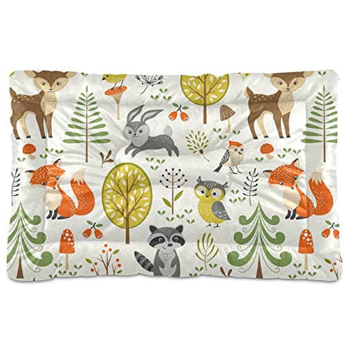 Poeticcity Forest Foxes - Alfombrilla de cama para perros y gatos, diseño de búhos de reno, para mascotas pequeñas y medianas, antideslizante, lavable y seco, de 24 x 18 pulgadas