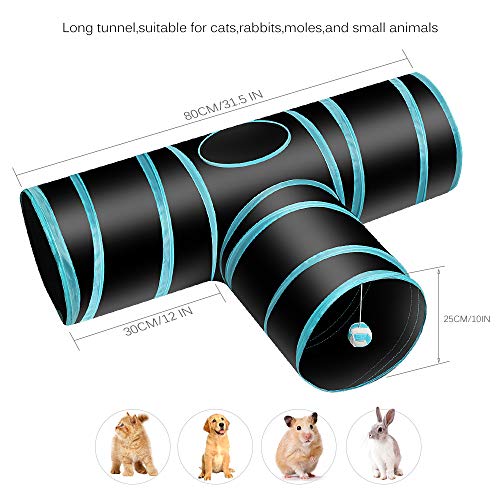 POHOVE Juguetes Gatos Tunel Gato Pet Tunnel 3 Way Crinkle Tubo Plegable Toy Túnel con Tres vías Túnel Juego para Gatos, Conejos, Gatitos, cobayas al Aire Libre