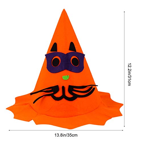 POPETPOP 3 Piezas Disfraz de Halloween para Mascotas Gato Cosplay Mago Bruja Sombreros con Araña Accesorios de Disfraz de Mago de Halloween para Perros Gato (Naranja)