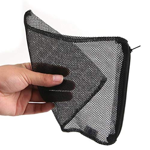 POPETPOP 3pcs 15x20CM Cremallera Nylon Bolsas de Filtro de Acuario para biosferas de carbón Activado Anillos de cerámica limpios y reciclables (Negro)