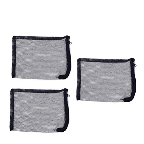 POPETPOP 3pcs 15x20CM Cremallera Nylon Bolsas de Filtro de Acuario para biosferas de carbón Activado Anillos de cerámica limpios y reciclables (Negro)