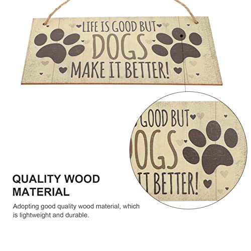 POPETPOP 5 Piezas Madera Perro Signo Colgante Puerta Frontal Placa de Pared La Vida Es Buena Pero Los Perros Hacen Que Sea Mejor Decoración para Los Amantes de Los Perros