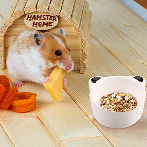 POPETPOP Cuenco de Comida para Hámster Pequeños Animales Plato de Agua de Cerámica para Conejillo de Indias Rata Erizo Conejo Ratón Jerbo Roedor Blanco