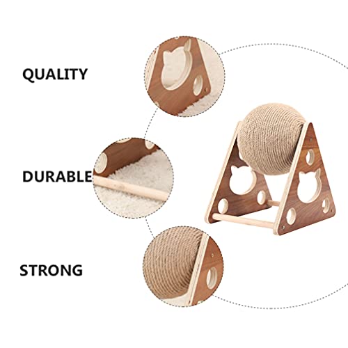 POPETPOP Rasguño de Gato Bola de Rascador de Madera Maciza para Gato Rascador de Tablero de Sisal Duradero Natural para Gatitos Divertido Juguete de Gato