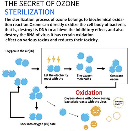 Portátil O3 Generador Ozone Generator Purificar el Aire para Eliminación de Olores, Limpiador Esterilizador para Habitaciones, Mascotas, Automóvil