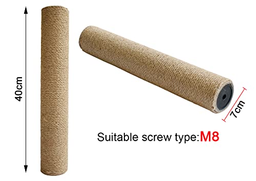 Poste de repuesto para rascador de gato, árbol de gato, poste de repuesto para postes de cuerda de cáñamo, para interior y gatos grandes con tornillos,40cm
