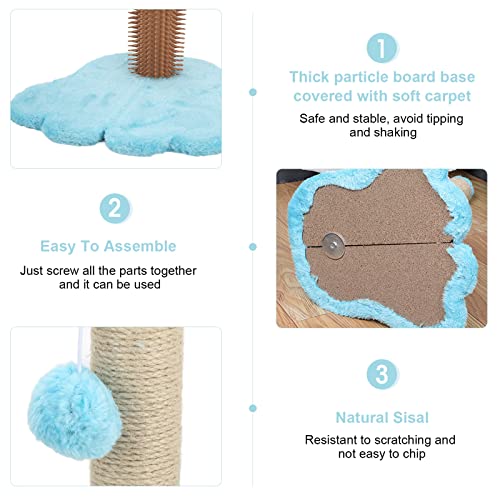 Poste Rascador para Gatos Centro de Actividades para Gatos 19 Pulgadas Poste de Sisal Natural Y Alfombra Árbol Trepador para Gatos Poste Trepador para Rascadores de(Cat Claw Bottom Cat Post-Rosa)