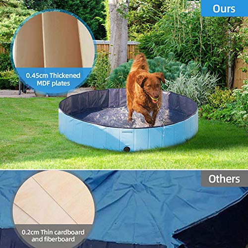 Powcan Piscina Perros y Gatos Bañera Plegable PVC Antideslizante y Resistente al Desgaste Adecuado para Interior Exterior al Aire(80cm*20cm) (Azul)