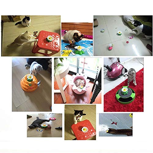 ppactvo Juguete Pluma De Gato Juguete Gato Mariposa Voladora EléCtrica Alrededor De La Flor, Juguetes Interactivos para Gatos, Cazador De Gatos, Varita De Ejercicio para Gatos, Juego De Gatitos