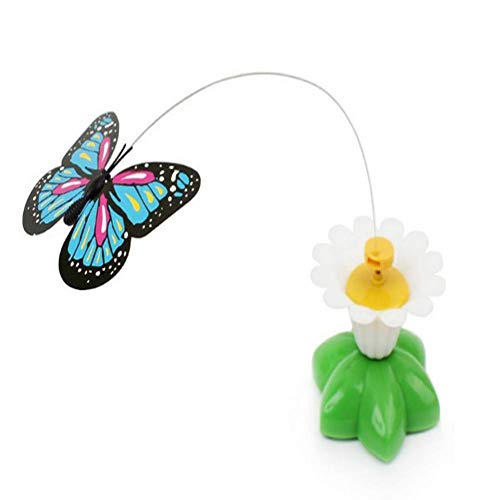 ppactvo Juguete Pluma De Gato Juguete Gato Mariposa Voladora EléCtrica Alrededor De La Flor, Juguetes Interactivos para Gatos, Cazador De Gatos, Varita De Ejercicio para Gatos, Juego De Gatitos