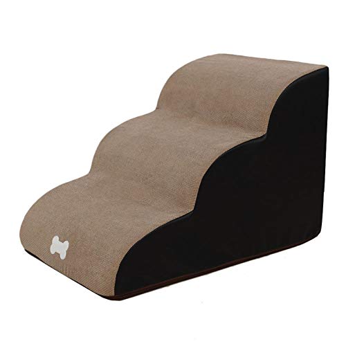 Pratvider Escalones para Perros, escaleras para Perros para Camas Altas, Muebles para Gatos, escalones para Gatos de Espuma de Alta Densidad de 3 Niveles con escaleras Antideslizantes, Herramienta