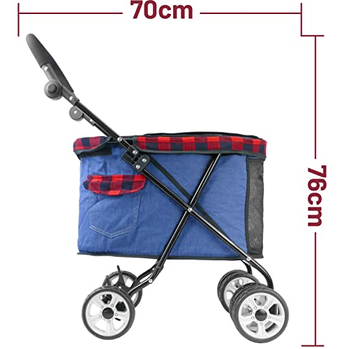 PrixPrime - Cochecito Plegable para Mascotas Perros y Gatos Color Azul y Rojo