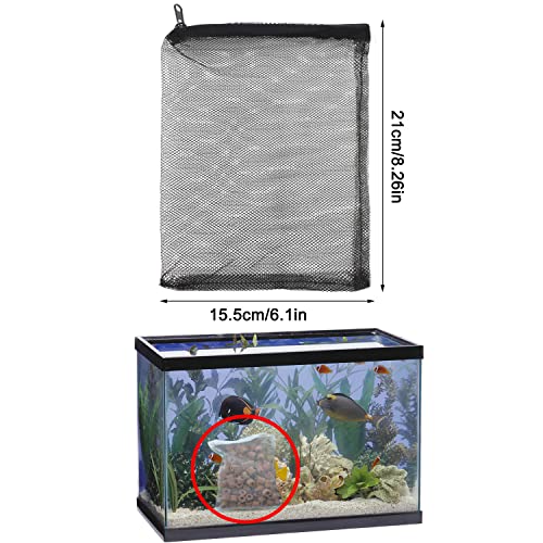 Prmape 20 bolsas de filtro de acuario, bolsas de filtro de malla de medios con cremallera para tanques de peces, carbón activado, carbón granulado (blanco y negro)