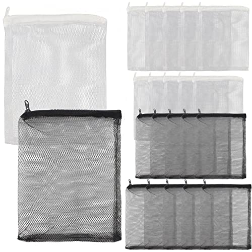 Prmape 20 bolsas de filtro de acuario, bolsas de filtro de malla de medios con cremallera para tanques de peces, carbón activado, carbón granulado (blanco y negro)