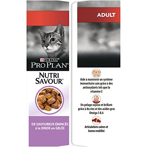 Pro Plan Nutrisavour – A la Pavo en gelatina – 10 x 85 g – Bolsas de Comida para Gato Adulto