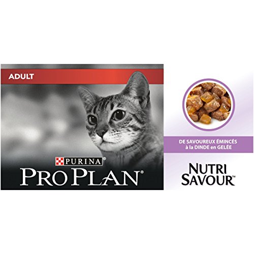 Pro Plan Nutrisavour – A la Pavo en gelatina – 10 x 85 g – Bolsas de Comida para Gato Adulto