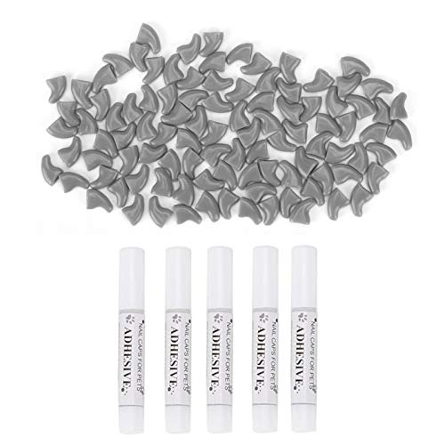 Protector de uñas – 100 piezas suave para mascotas gato cubierta segura anti arañazos perro pata garra protector decorativo cubre (XS-gris)