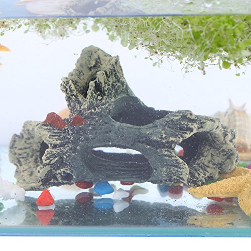 Pssopp Acuario Driftwood Decoraciones Adorno de Acuario Tanque de Peces Paisajismo Submarino DIY Ocultar Decoración de Cueva Resina Ornamento de árbol Hueco