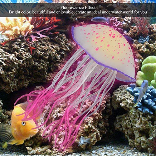 Pssopp Acuarios Tierras Artificiales Decoraciones Acuario Simulación Silicona Medusas Artificiales Decoración de Tanques de Peces Ornamento No Tóxico Seguro para Peces de Acuario(Rojo)