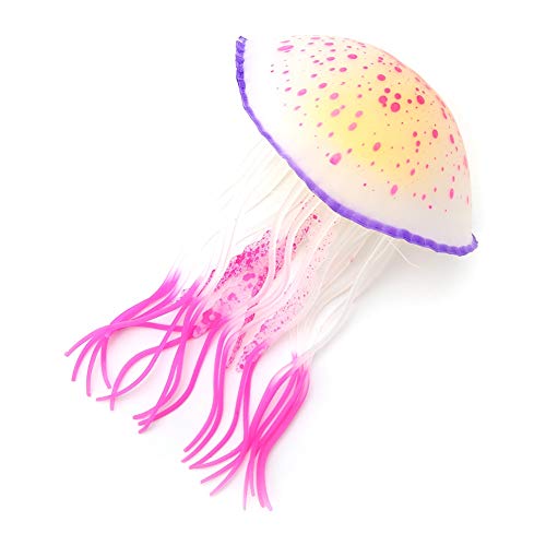 Pssopp Acuarios Tierras Artificiales Decoraciones Acuario Simulación Silicona Medusas Artificiales Decoración de Tanques de Peces Ornamento No Tóxico Seguro para Peces de Acuario(Rojo)