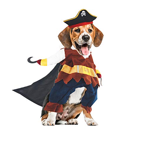 PTN Gato y Perro Caribe Pirata Disfraz, Ropa para Mascotas, Disfraces de Halloween y Navidad, Adecuado para Perros Pequeños a Medianos Gatos